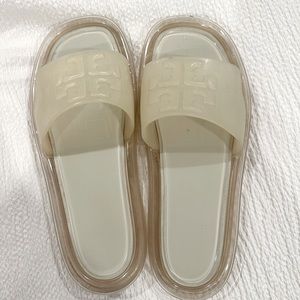 Tory Burch Cream Slide Sandals